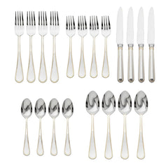 Ascot Mirrored Accented Gold 18/10 Stainless Steel 20 Piece Flatware Set