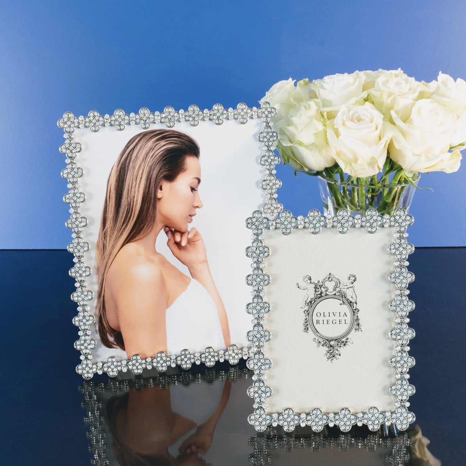 Pavé Clover Frame 4x6" - Silver