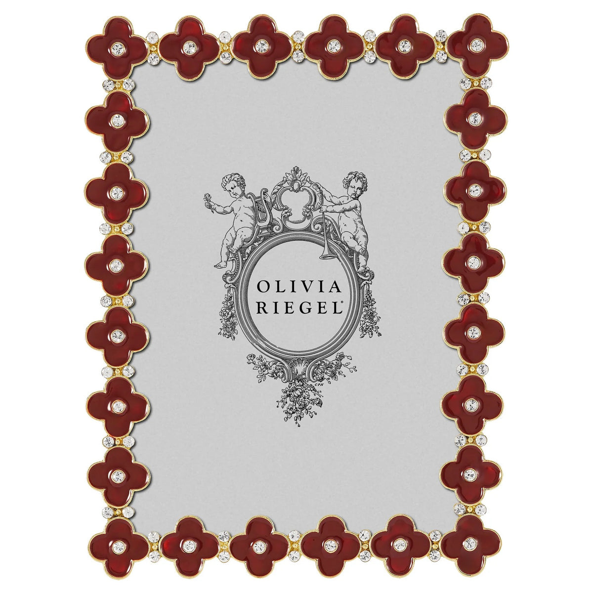 Gold Enamel Clover Picture Frame 5" x 7"