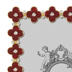Gold Enamel Clover Picture Frame 5" x 7"