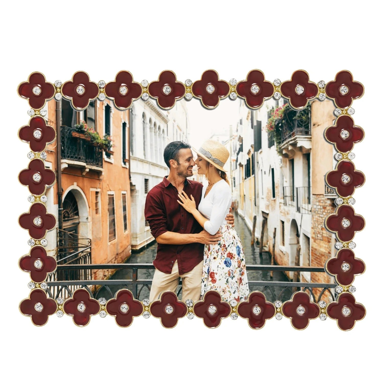 Gold Enamel Clover Picture Frame 5" x 7"