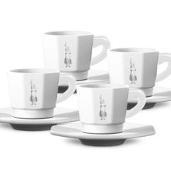Set of 4 8-Faces Cups White