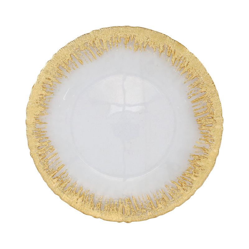 Rufolo Glass Gold Brushstroke Service Plate/charger