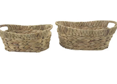 Rustic Oval Baskets, Handwoven - 24 Pieces (12 Md 12 Lg)