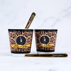 Set 2 porcelain cups and 2 stirrers Bialetti x Dolce&Gabbana Leopardo