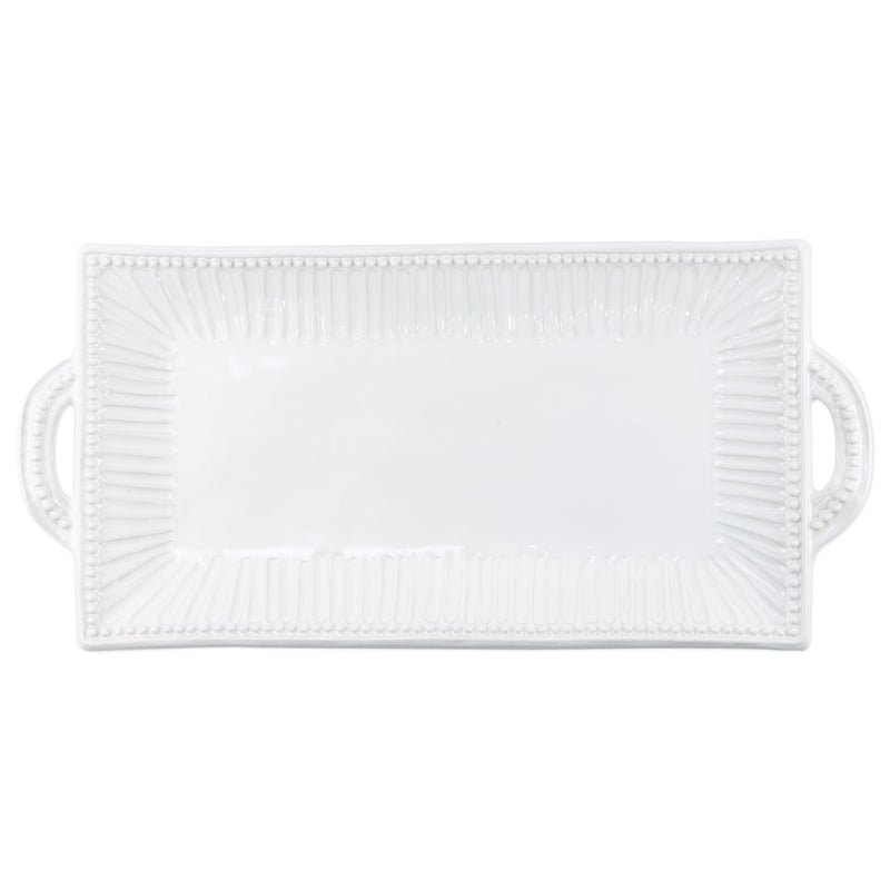 Incanto Stone White Stripe Rectangular Handled Platter