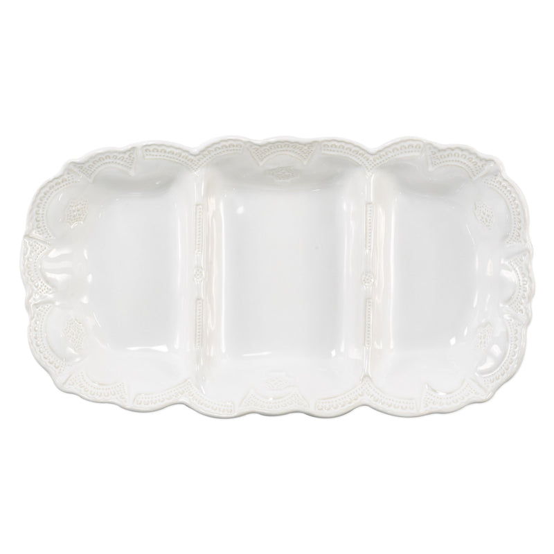 Incanto Stone White Lace Medium Three-part Server