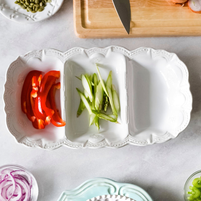 Incanto Stone White Lace Medium Three-part Server