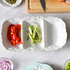 Incanto Stone White Lace Medium Three-part Server