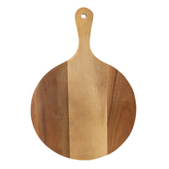 8x12 Round Acacia Wood/Slate Serving Board with Handle