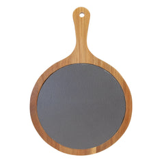 8x12 Round Acacia Wood/Slate Serving Board with Handle