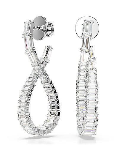 Hyperbola Pierced Drop Earrings Infinity White