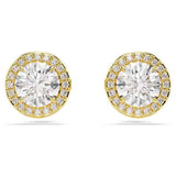 Una Pierced Earring Stud Pave White/Gold