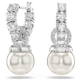 Matrix Pierced Drop Earrings White Pearl