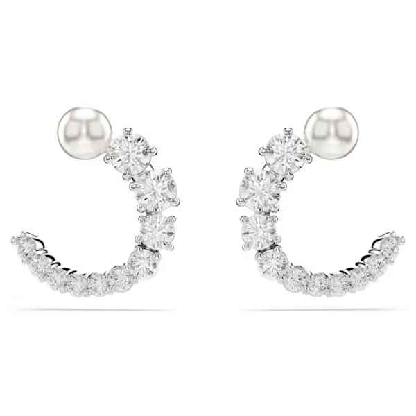 Matrix Pierced Hoop Earrings White/Pearl
