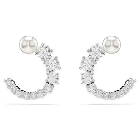 Matrix Pierced Hoop Earrings White/Pearl