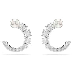 Matrix Pierced Hoop Earrings White/Pearl