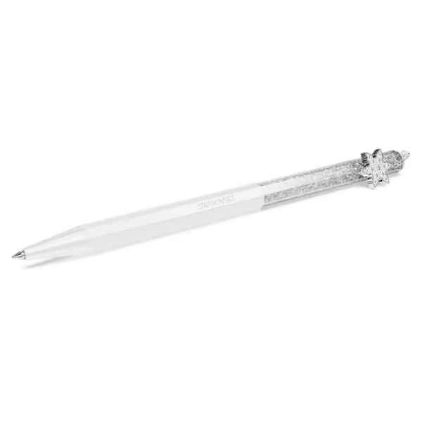 Crystalline ballpoint pen Octagon shape, Snowflake, White, White lacquered