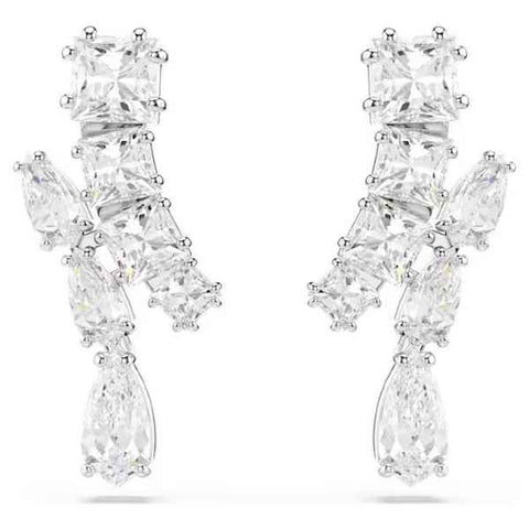 Matrix Drop Pierced Earrings White