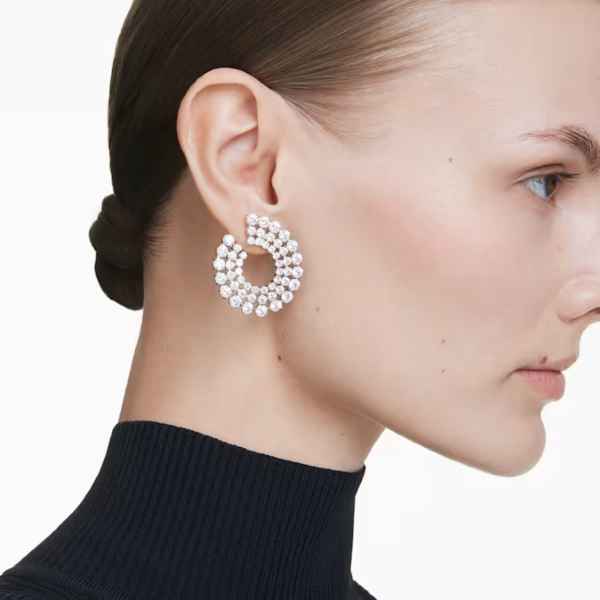 Matrix Pierced Hoop Earrings White