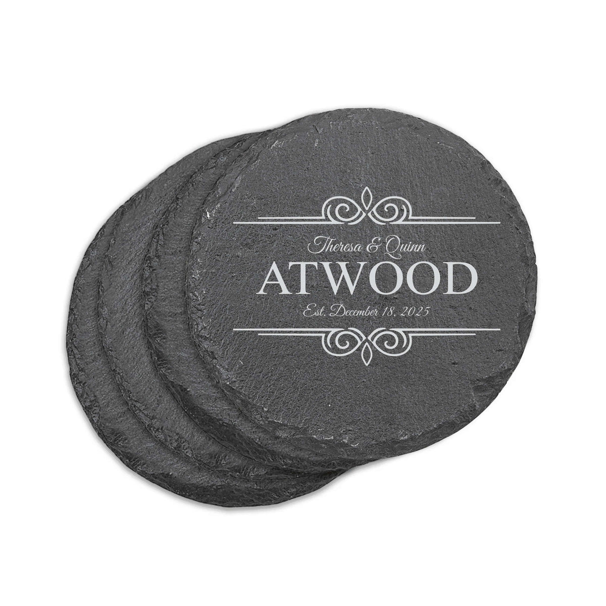 Set of 4 Round Slate Coasters