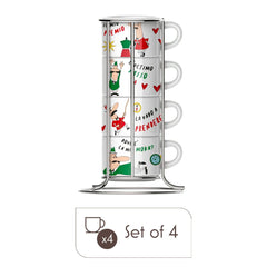 Italia Stackable Percelain Cappuccino Cups Set of 4