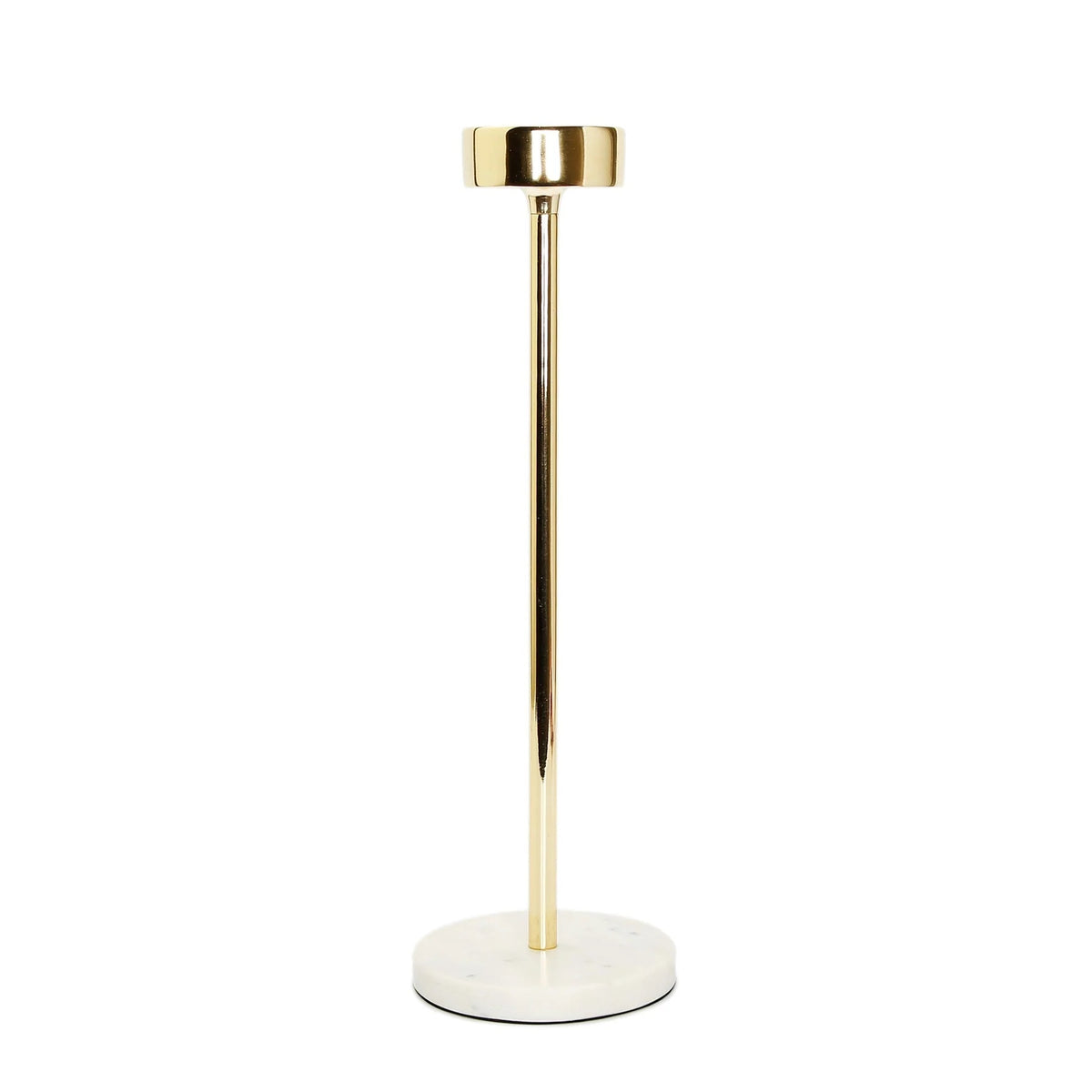 Gold Taper Candle Holder on Marble Base - 14"H