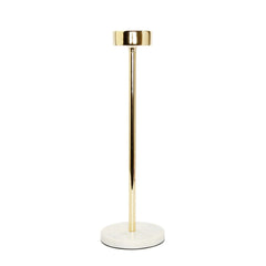 Gold Taper Candle Holder on Marble Base - 14"H