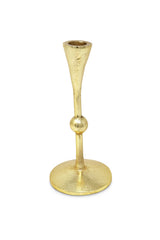 Set of 2 Gold Taper Candle Holders with Ball Design, 6.25"