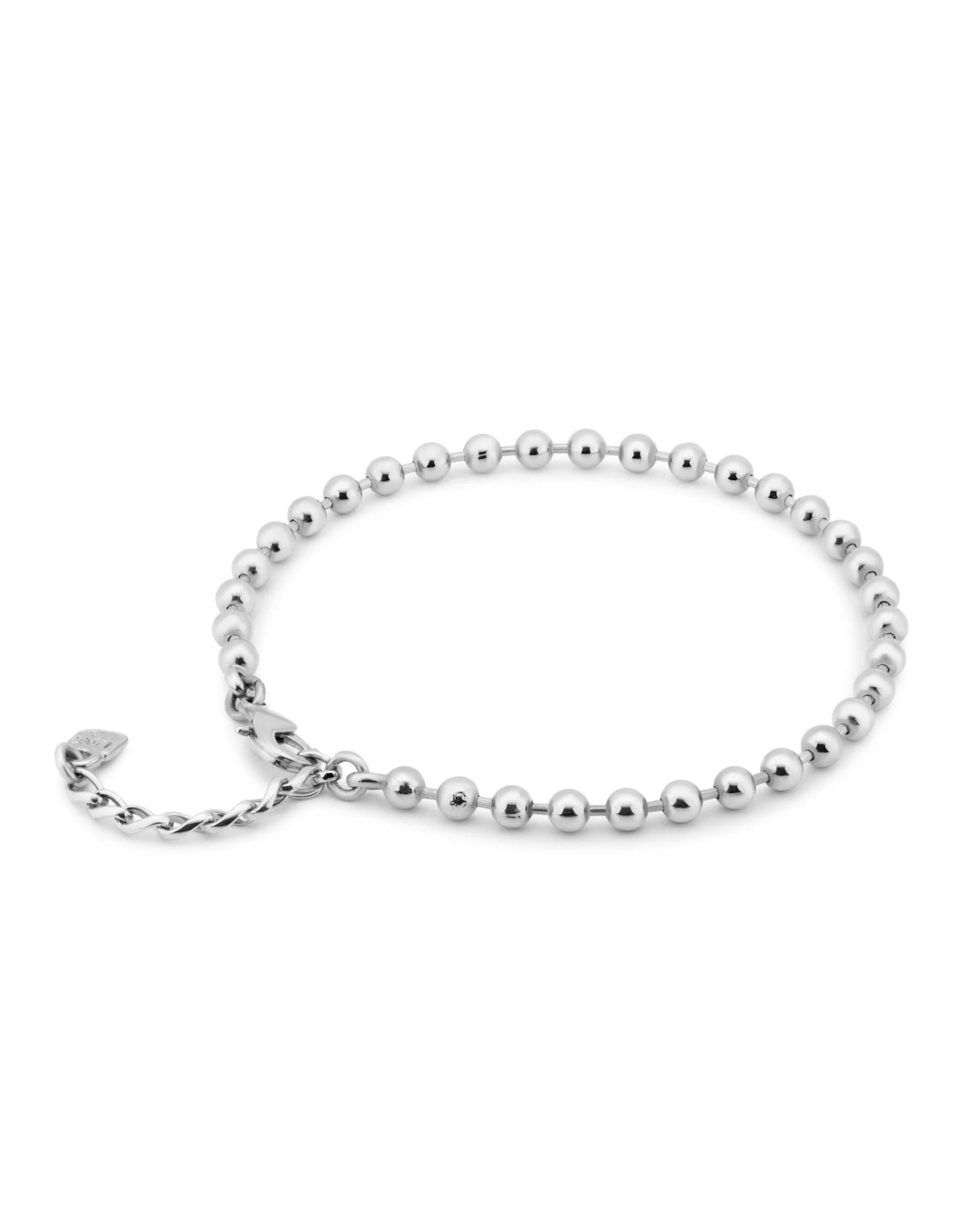 Beaded Charm Anklet - Silver