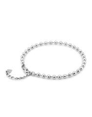 Beaded Charm Anklet - Silver