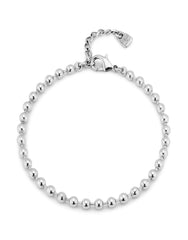 Beaded Charm Anklet - Silver