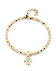 Beaded Charm Anklet - Gold