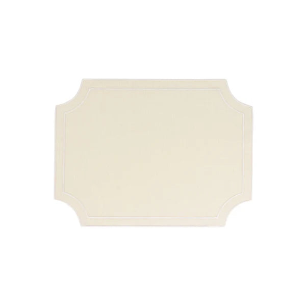 Tessuti Ivory Rectangular Placemats with White Stitching - Set of 4