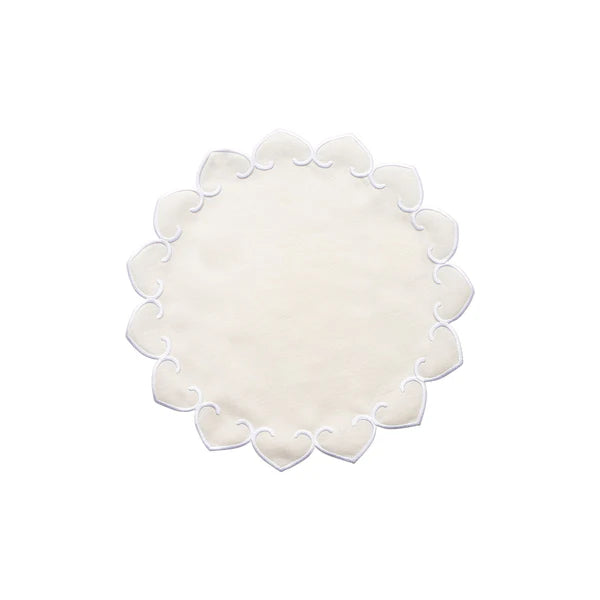 Tessuti Ivory Round Placemats with White Stitching - Set of 4