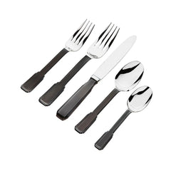 Art Deco Mirrored Accented Black 18/10 Stainless Steel 20 Piece Flatware Set