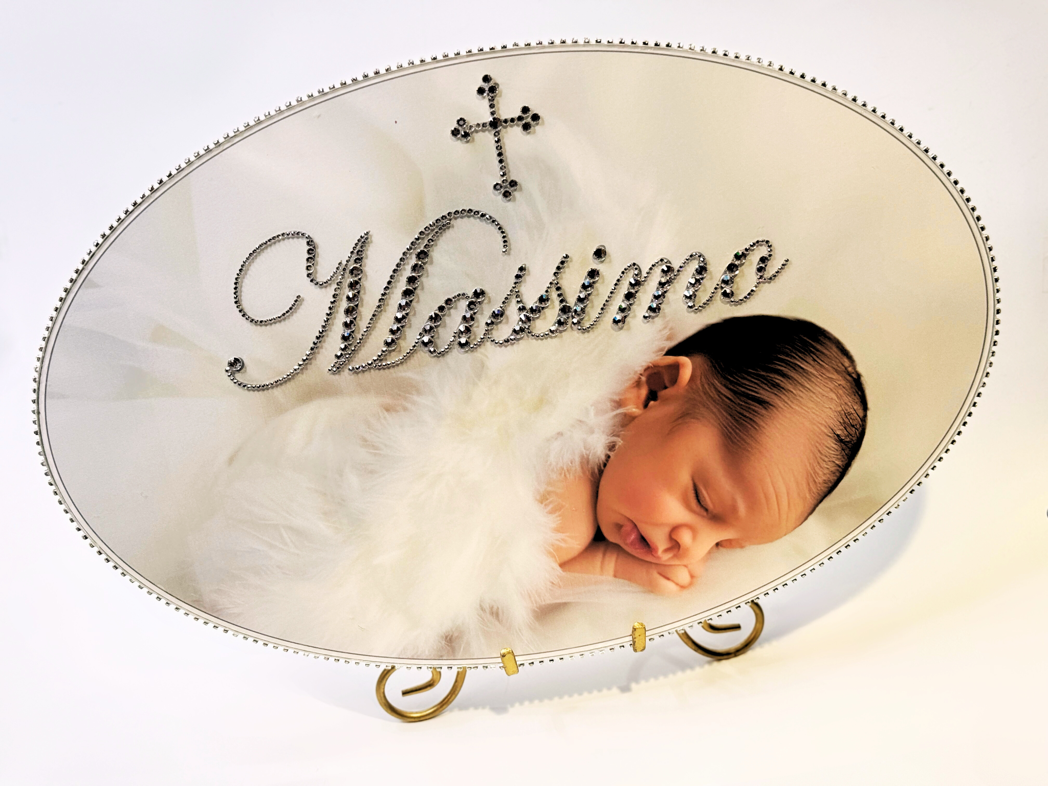 Keepsake Swarovski Plaque - Custom Baby Photo & Personalization