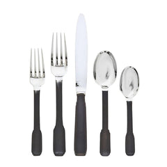 Art Deco Mirrored Accented Black 18/10 Stainless Steel 20 Piece Flatware Set