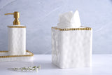Vanity Accessories With Gold Beads Square Tissue Box