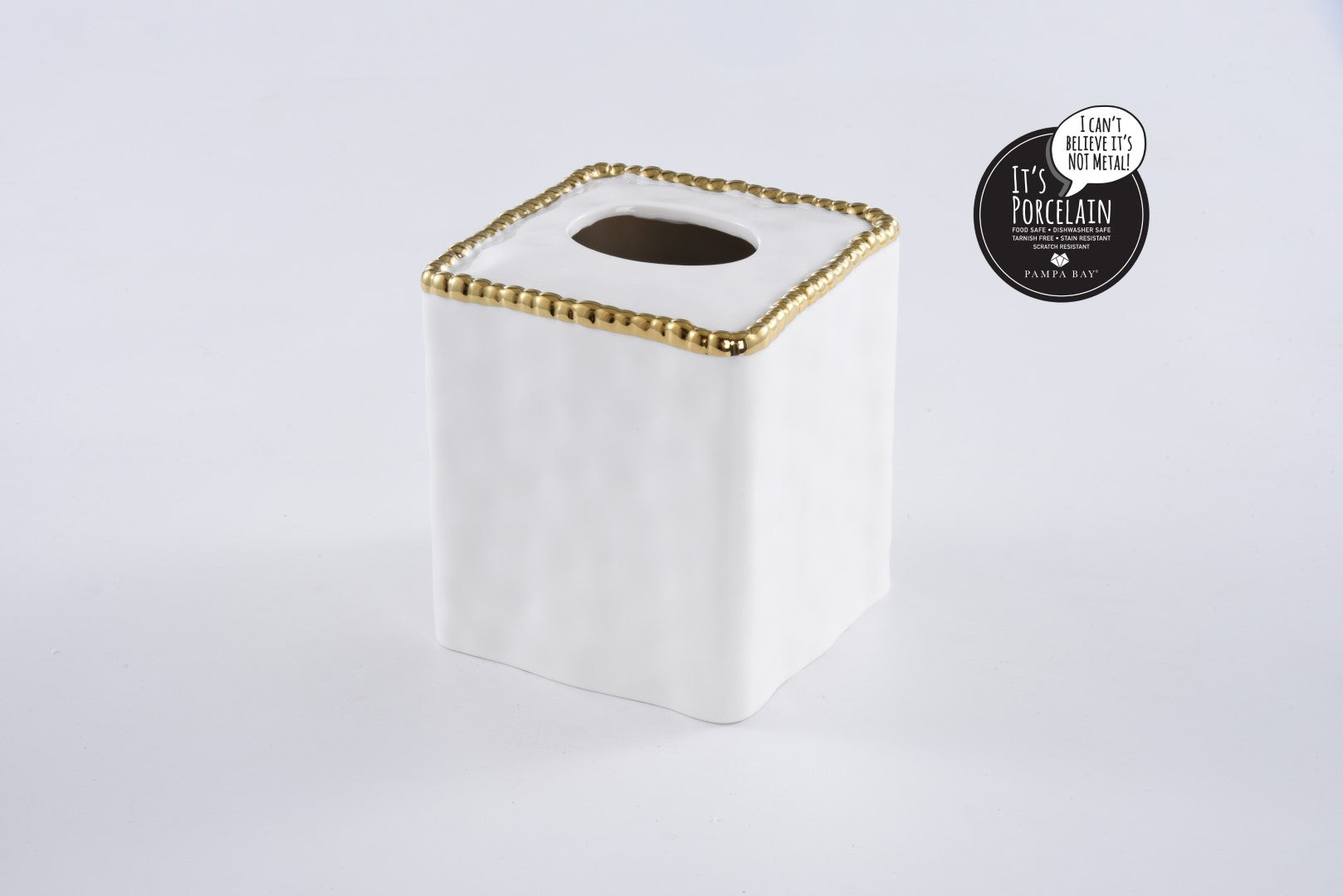 Vanity Accessories With Gold Beads Square Tissue Box