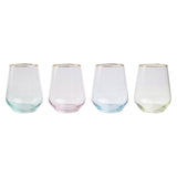 Rainbow Assorted Stemless Wine Glasses - Set Of 4