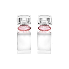 Set of 2 Tall Tea Light Candle Holders with Diamond on Foot