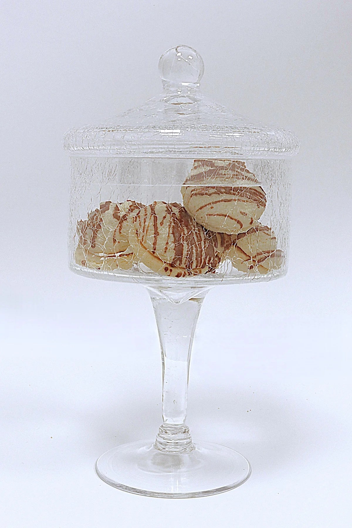 Liscio Ottico - Stemmed Cookie Jar with Ball Knob on Lid - Cracked