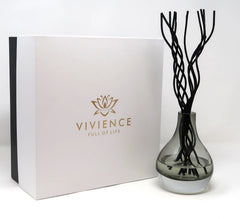 Grey Tinted Diffuser with Black Curved Reeds, "Zen Tea" Scent