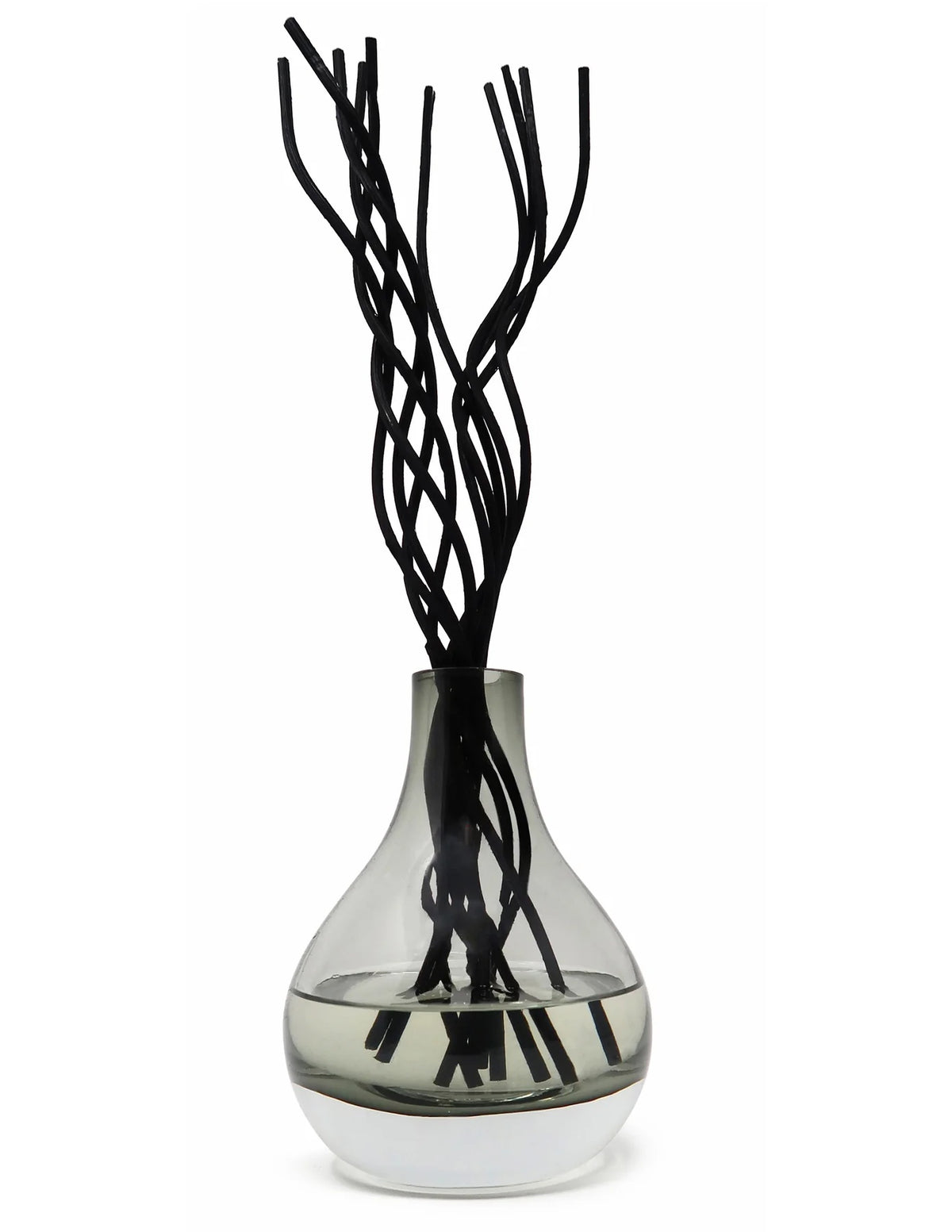 Grey Tinted Diffuser with Black Curved Reeds, "Zen Tea" Scent