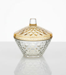 Glass Jar with Diamond Cut Colored Cover