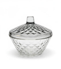 Glass Jar with Diamond Cut Colored Cover