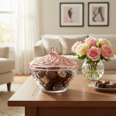 Glass Jar with Diamond Cut Colored Cover
