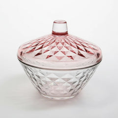 Glass Jar with Diamond Cut Colored Cover