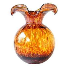 Hibiscus Glass Brown Tortoiseshell Medium Fluted Vase